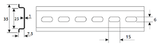 DIN-рейка FD 35x7.5(1mm) с перфорацией 6x15(1000mm)