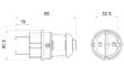 Вилка каучуковая стандартная 2Р+PE 16А IP44