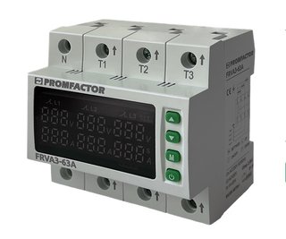 Трехфазное реле контроля напряжения и тока FRVA3-63A PROMFACTOR (FRVA3-63A)