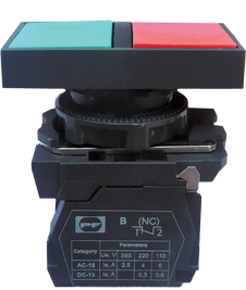 Вимикач кнопковий пластиковий FP5-AL8325 1NO 1NC зел-червоний