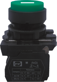 Вимикач кнопковий пластиковий FP5-AL3311 1NO зелений