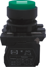 Вимикач кнопковий пластиковий FP5-AL3361 1NO зелений