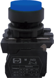 Вимикач кнопковий пластиковий FP5-AL61 1NO (блакитний)